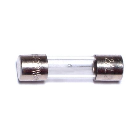 Midwest Fastener Glass Fuse, GDC Series, Time-Delay, 2A, 250V AC, 5 PK 67238